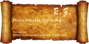 Ruzsinszky Zulejka névjegykártya